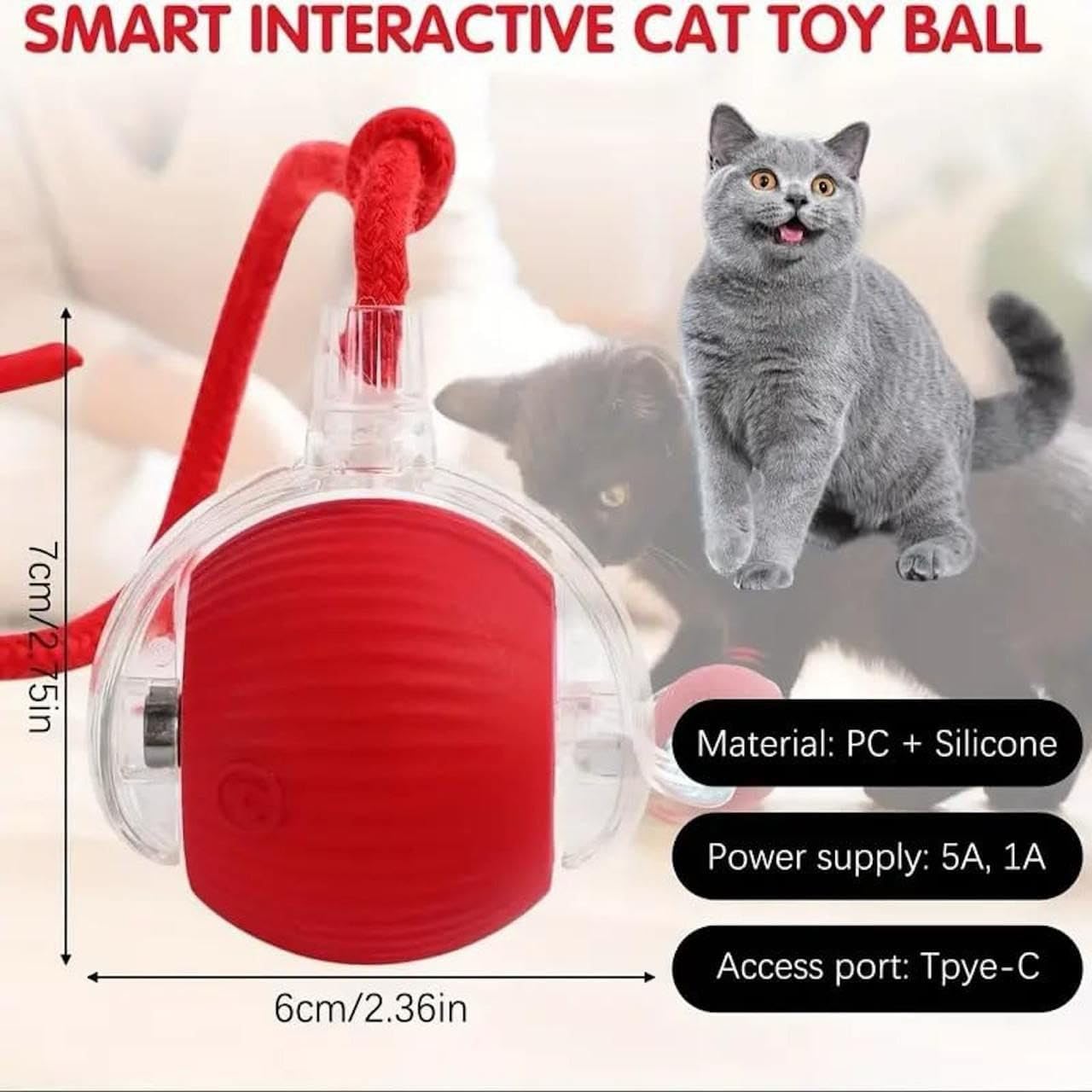 Interactive Pet Ball USB Rechargeable Smart Play Toy for Dogs and Cats
