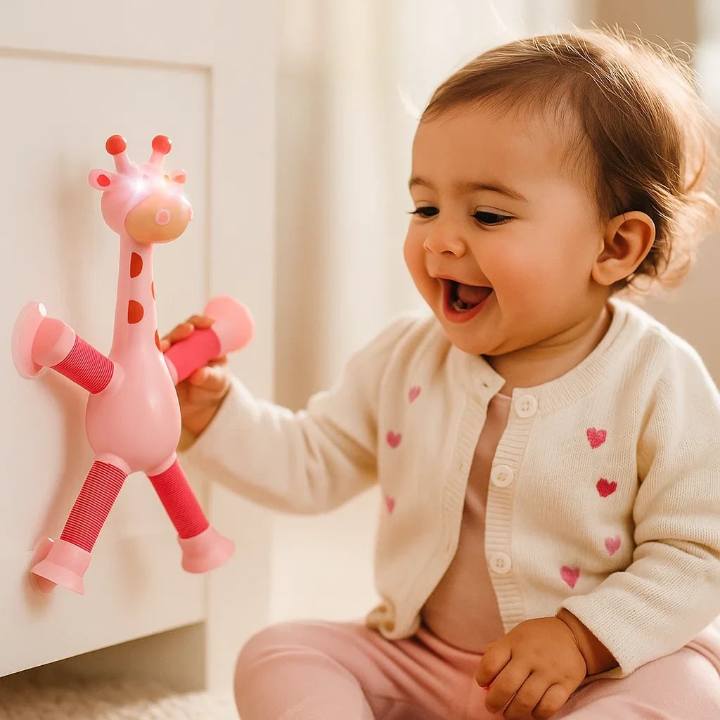 Interactive Sensory Giraffe Toy with Suction Cup for Toddlers
