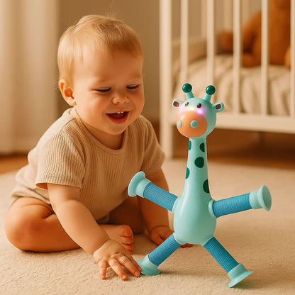 Interactive Sensory Giraffe Toy with Suction Cup for Toddlers