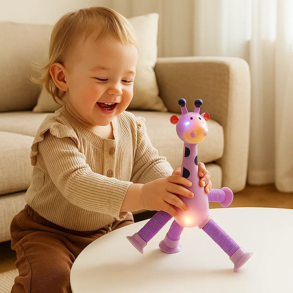 Interactive Sensory Giraffe Toy with Suction Cup for Toddlers