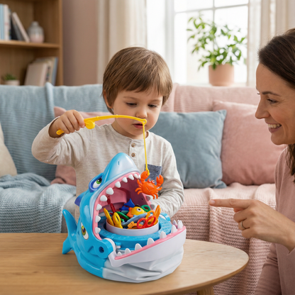Interactive Shark Fishing Board Game Toy for Family Game Night Kids Play