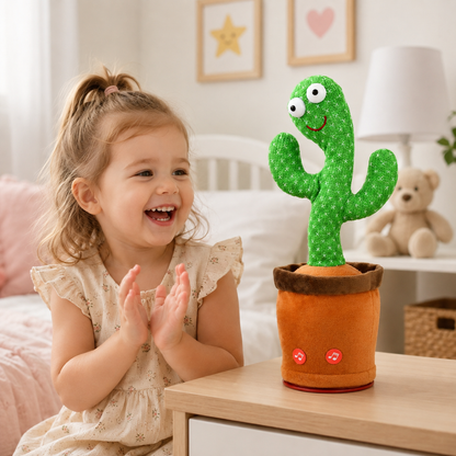 Interactive Talking Cactus Plush Toy with Voice Imitation, Music and Dancing