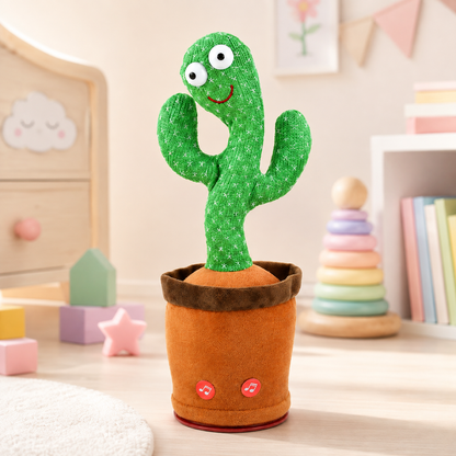 Interactive Talking Cactus Plush Toy with Voice Imitation, Music and Dancing