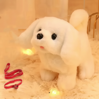 Interactief lopend pluchen puppyknuffel met blaffende en kwispelende staart