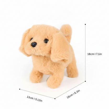 Interactief lopend pluchen puppyknuffel met blaffende en kwispelende staart