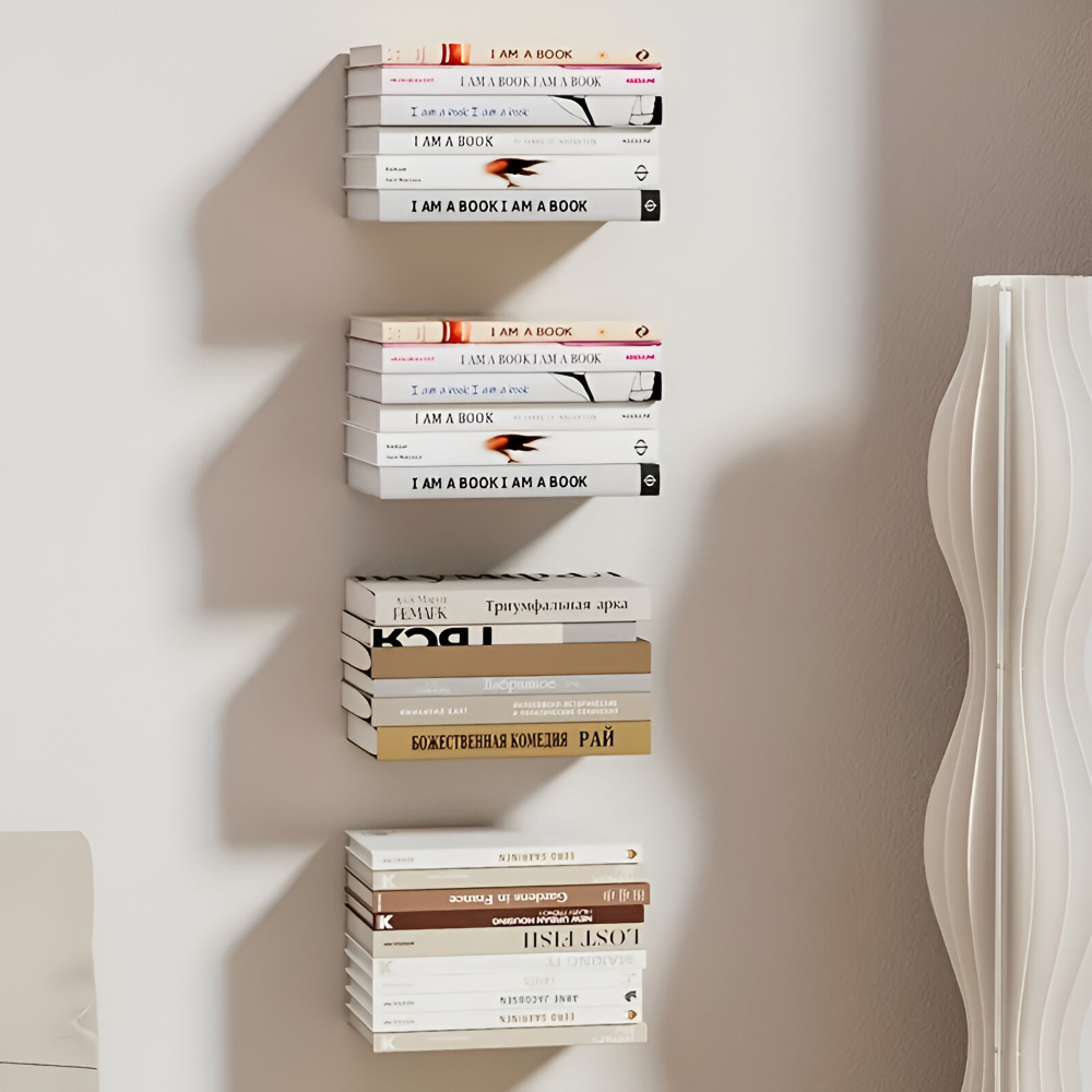 Invisible Floating Book Shelf Wall Mounted Space Saving Metal Book Organizer Rack