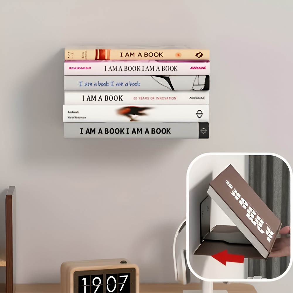 Invisible Floating Book Shelf Wall Mounted Space Saving Metal Book Organizer Rack