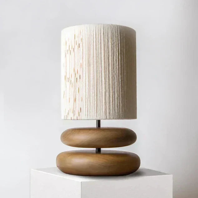 Japandi Ceramic Table Lamp Rustic Linen Bedside Lighting