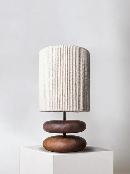 Japandi Ceramic Table Lamp Rustic Linen Bedside Lighting