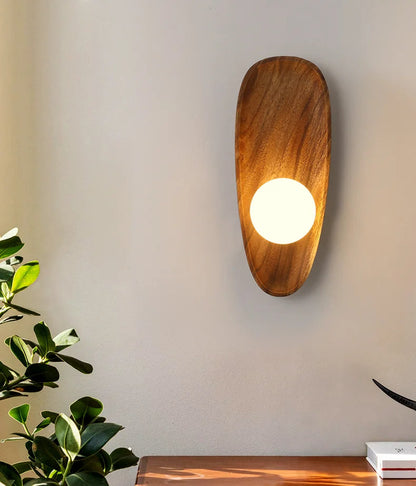 Japandi Wooden Wall Lamp Opal Glass Bedroom Hallway Lighting