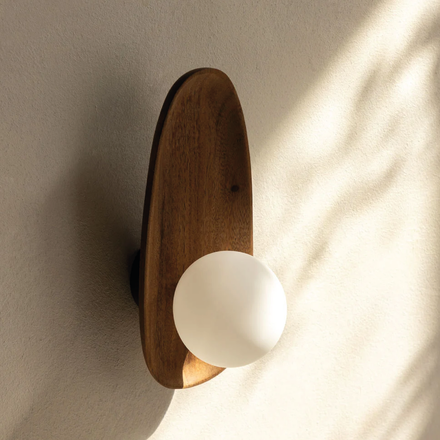 Japandi Wooden Wall Lamp Opal Glass Bedroom Hallway Lighting