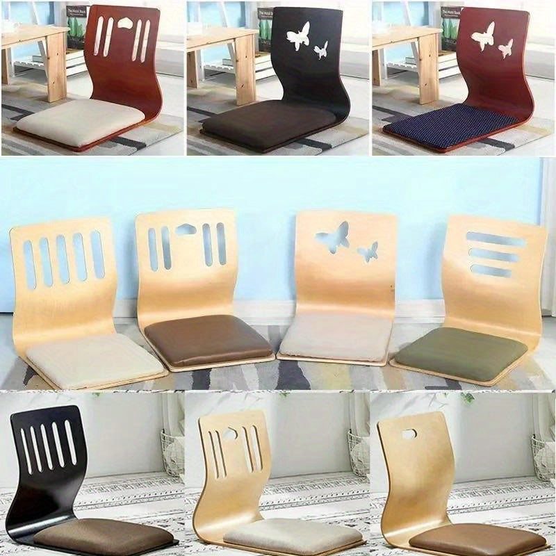 Japanese Floor Chair Tatami Cushion Seat Wooden Frame Low Seating Chair