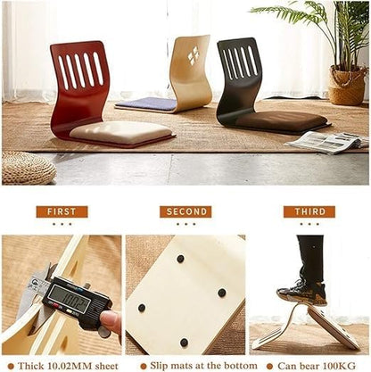 Japanese Floor Chair Tatami Cushion Seat Wooden Frame Low Seating Chair