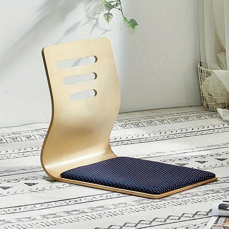 Japanese Floor Chair Tatami Cushion Seat Wooden Frame Low Seating Chair