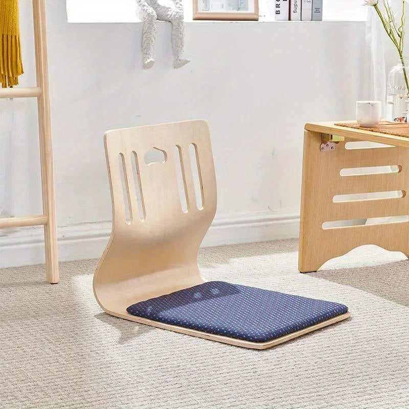 Japanese Floor Chair Tatami Cushion Seat Wooden Frame Low Seating Chair