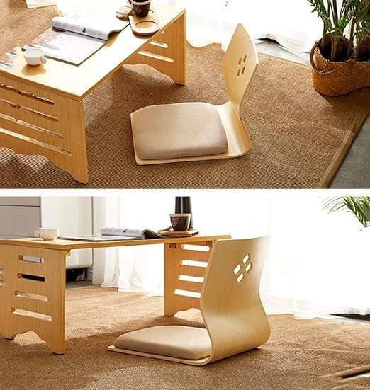 Japanese Floor Chair Tatami Cushion Seat Wooden Frame Low Seating Chair