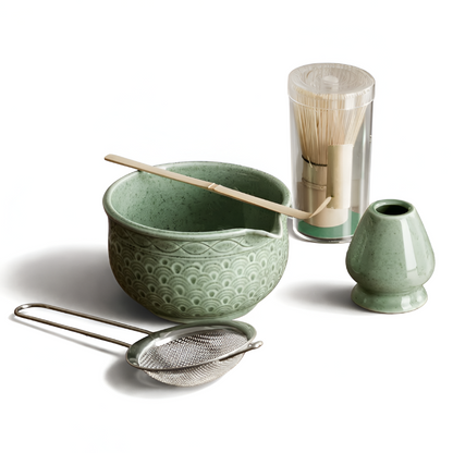 Japanese Matcha Tea Set Ceramic Bamboo Whisk Bowl Kit