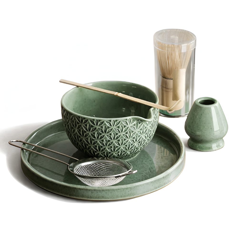 Japanese Matcha Tea Set Ceramic Bamboo Whisk Bowl Kit