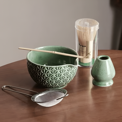 Japanese Matcha Tea Set Ceramic Bamboo Whisk Bowl Kit