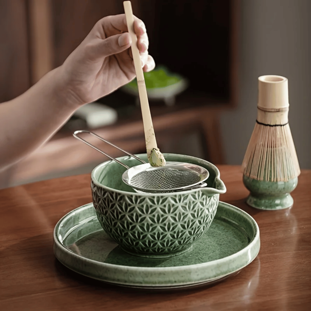 Japanese Matcha Tea Set Ceramic Bamboo Whisk Bowl Kit