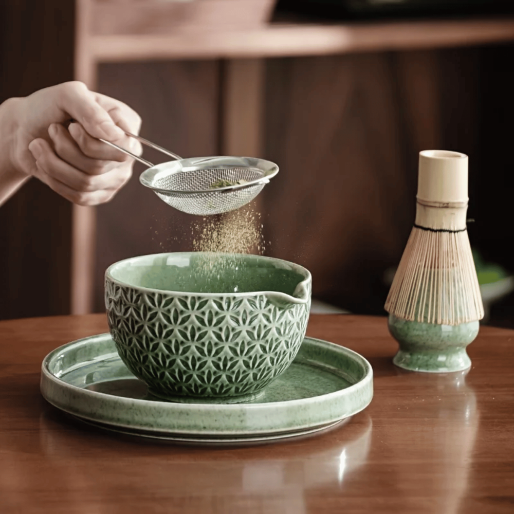 Japanese Matcha Tea Set Ceramic Bamboo Whisk Bowl Kit
