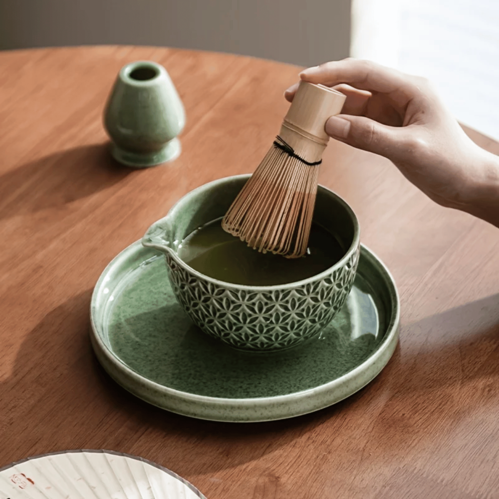 Japanese Matcha Tea Set Ceramic Bamboo Whisk Bowl Kit