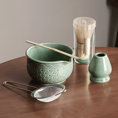 Japanese Matcha Tea Set Ceramic Bamboo Whisk Bowl Kit