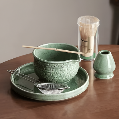 Japanese Matcha Tea Set Ceramic Bamboo Whisk Bowl Kit