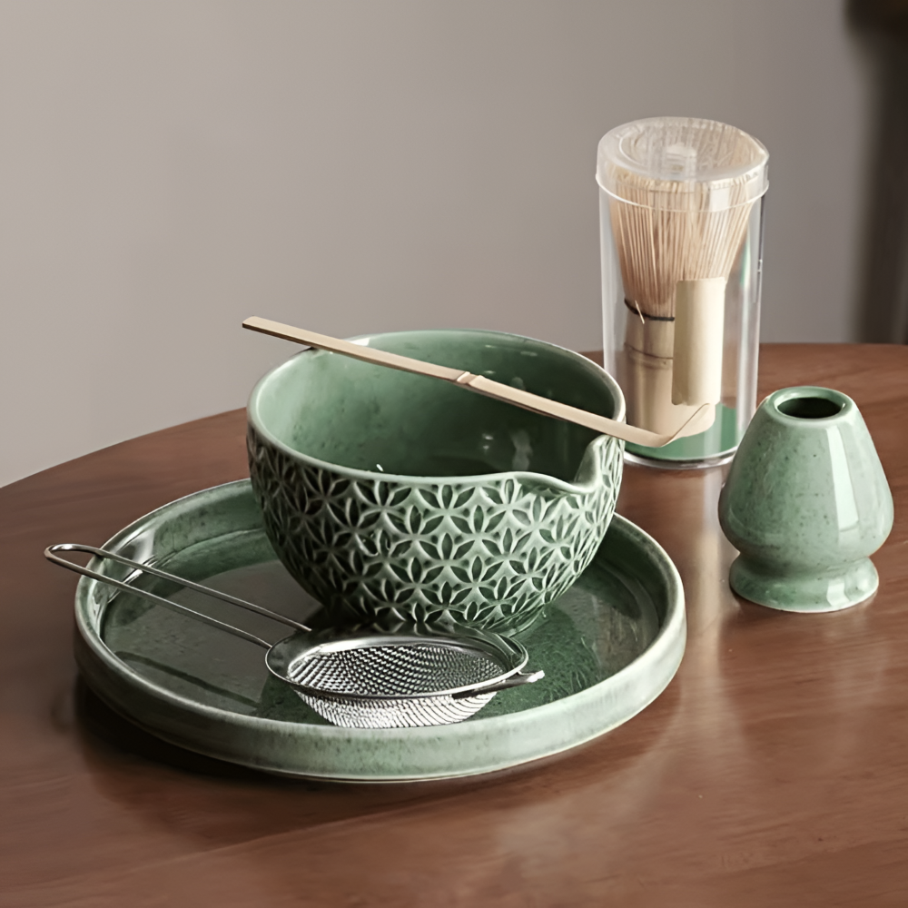 Japanese Matcha Tea Set Ceramic Bamboo Whisk Bowl Kit