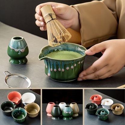 Japanese Matcha Tea Set Ceramic Bowl Bamboo Whisk Gift Collection