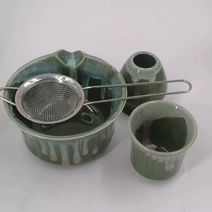 Japanese Matcha Tea Set Ceramic Bowl Bamboo Whisk Gift Collection