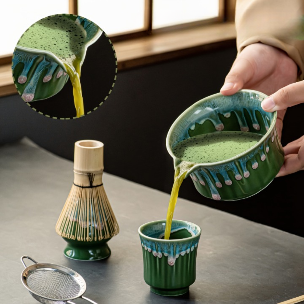 Japanese Matcha Tea Set Ceramic Bowl Bamboo Whisk Gift Collection