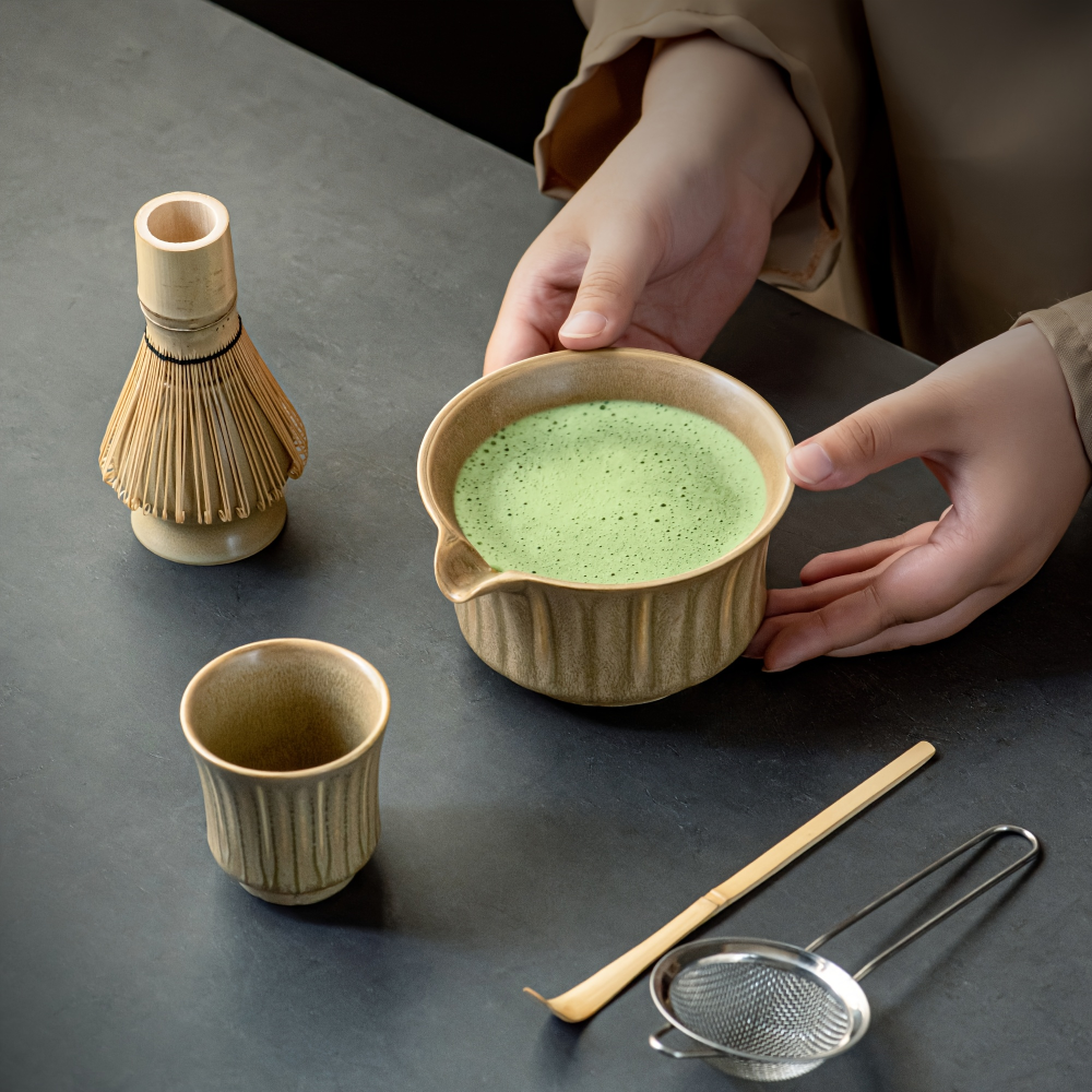 Japanese Matcha Tea Set Ceramic Bowl Bamboo Whisk Gift Collection
