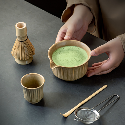 Japanese Matcha Tea Set Ceramic Bowl Bamboo Whisk Gift Collection