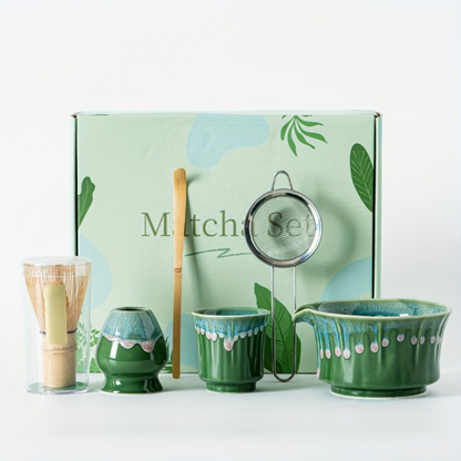 Japanese Matcha Tea Set Ceramic Bowl Bamboo Whisk Gift Collection