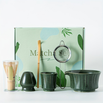 Japanese Matcha Tea Set Ceramic Bowl Bamboo Whisk Gift Collection
