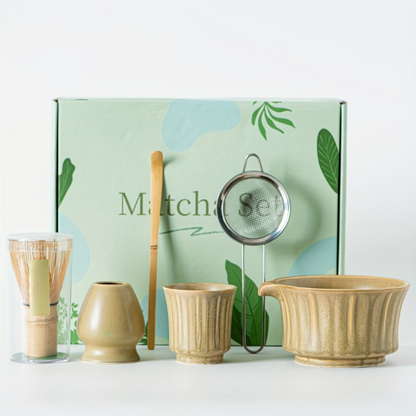 Japanese Matcha Tea Set Ceramic Bowl Bamboo Whisk Gift Collection