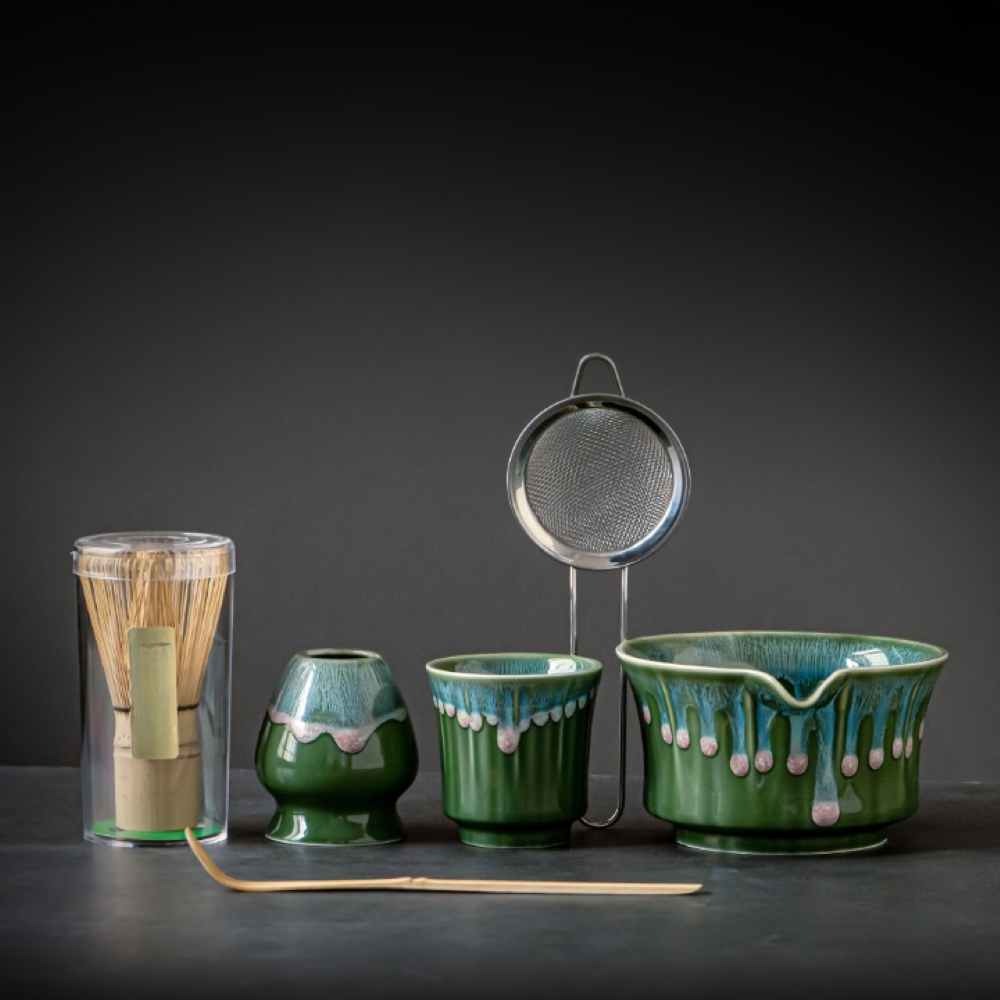 Japanese Matcha Tea Set Ceramic Bowl Bamboo Whisk Gift Collection