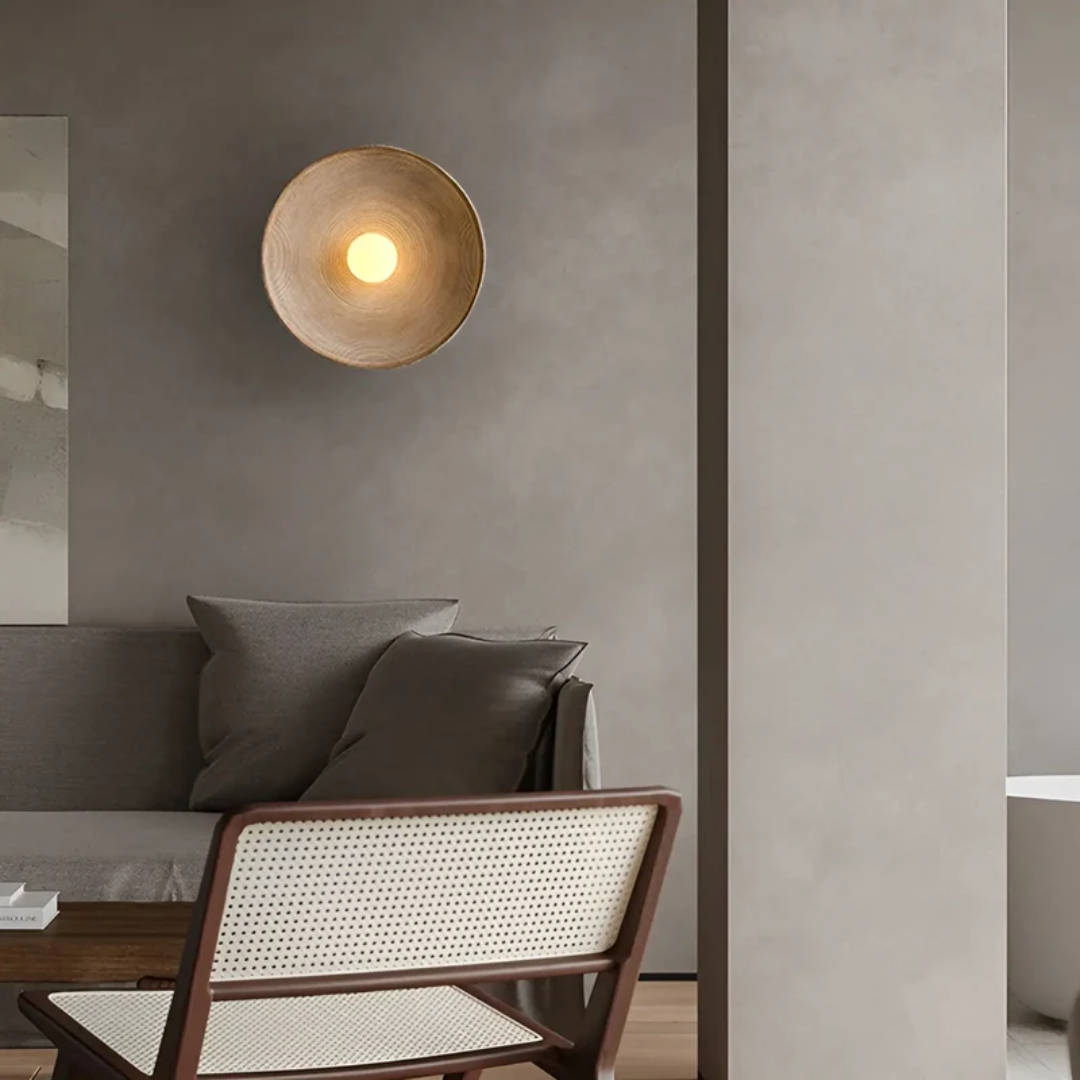 Japanese Wabi-Sabi Wall Lamp ZenGlow Disc Round LED