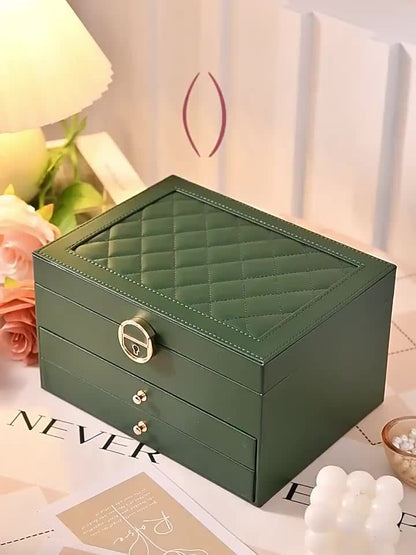 Jewelry Organizer Box Leather Storage Case Display Holder