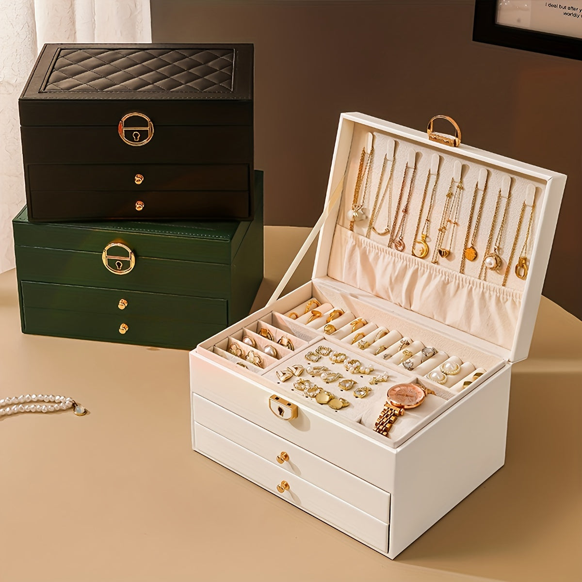 Jewelry Organizer Box Leather Storage Case Display Holder