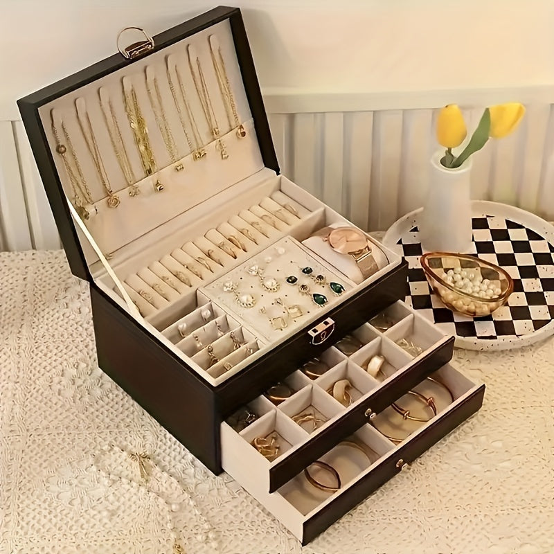 Jewelry Organizer Box Leather Storage Case Display Holder