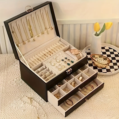 Jewelry Organizer Box Leather Storage Case Display Holder