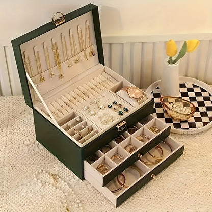 Jewelry Organizer Box Leather Storage Case Display Holder