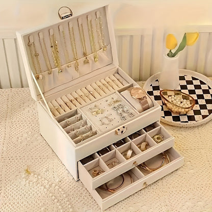 Jewelry Organizer Box Leather Storage Case Display Holder