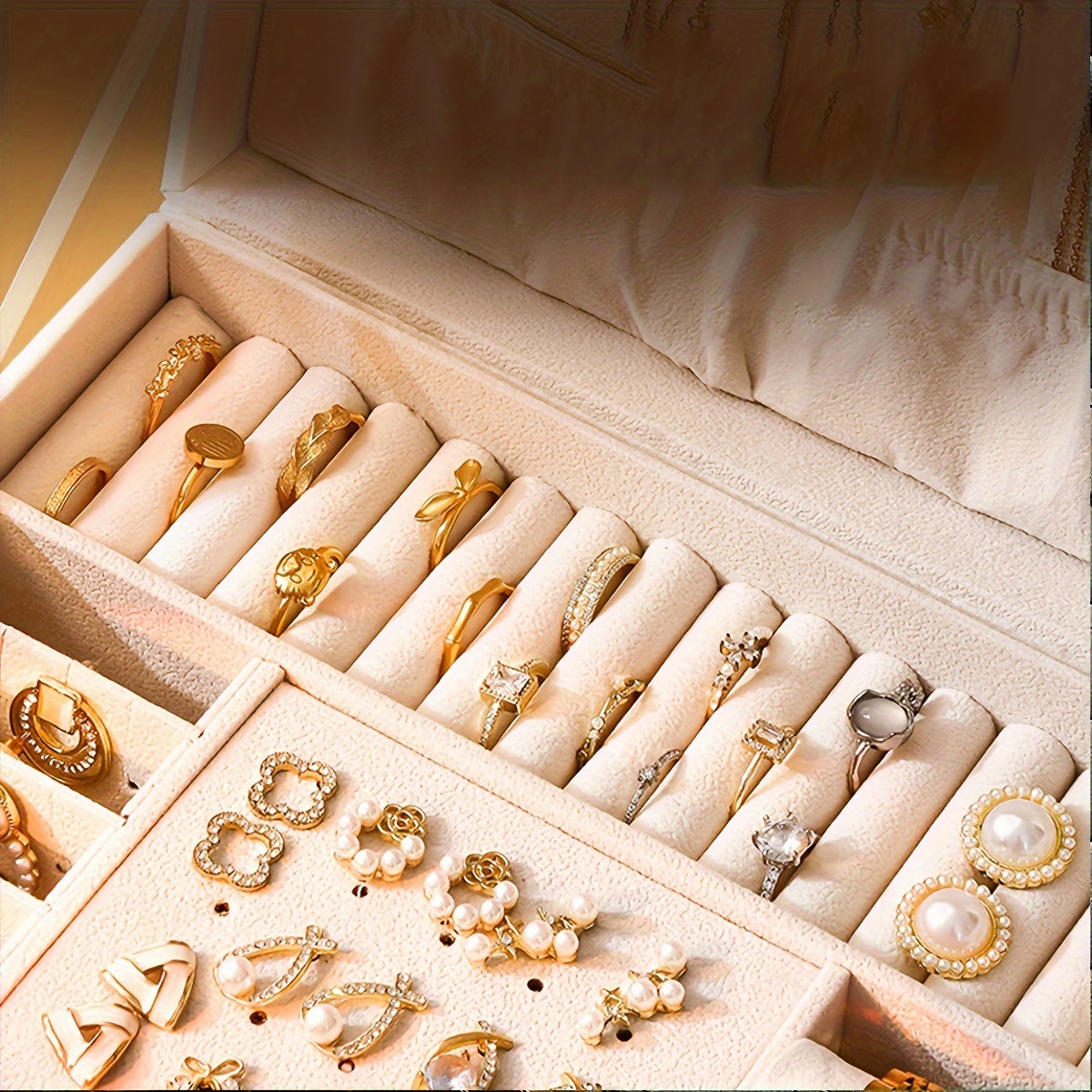Jewelry Organizer Box Leather Storage Case Display Holder
