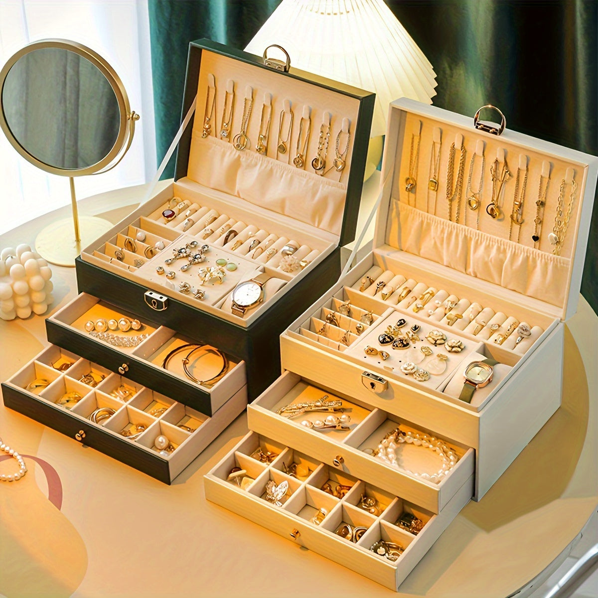 Jewelry Organizer Box Leather Storage Case Display Holder