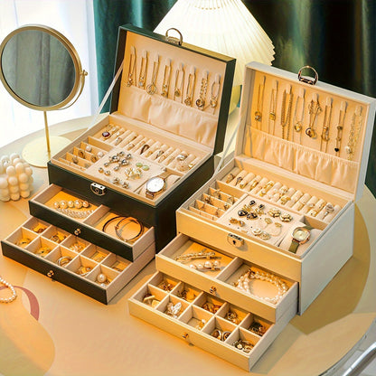 Jewelry Organizer Box Leather Storage Case Display Holder