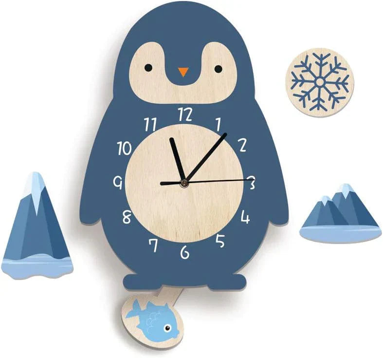 Kids Animal Wall Clock Educational Pendulum Room Decor