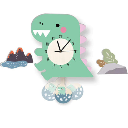 Kids Animal Wall Clock Educational Pendulum Room Decor